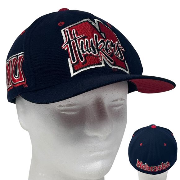 Vintage Nebraska Cornhuskers Hat Baseball Cap Fitted 7 1/8 Huskers Zephyr Blue - Picture 1 of 9